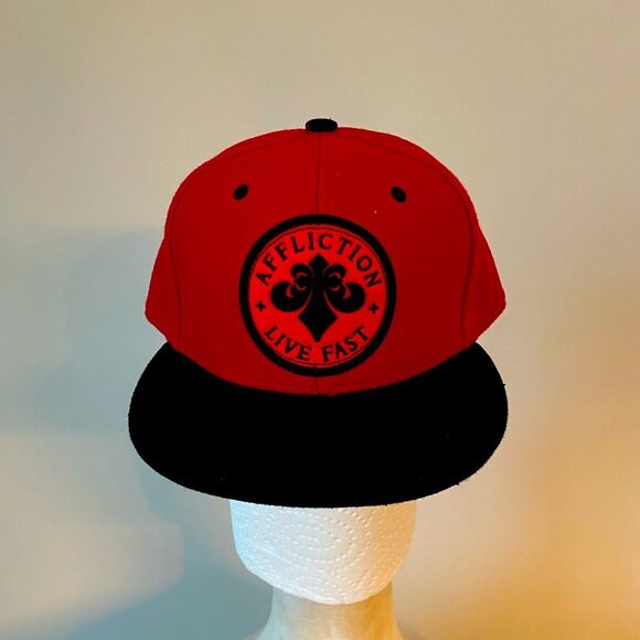 Affliction Cap Hat Unisex  Snapback Color Red Live Fast Patched Front and Back - Picture 2 of 14